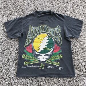 Vintage RARE 1994 Oakland A's x Grateful Dead T-Shirt Mens Size L Single Stitch